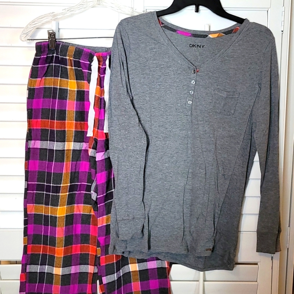 DKNY size medium flannel pajama set, worn just a few times.